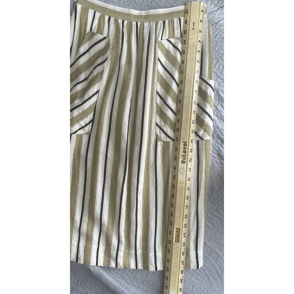 Anthropologie Akemi + Kin Luria Striped Midi Skirt S Linen Blend Patch Pockets - Picture 7 of 7